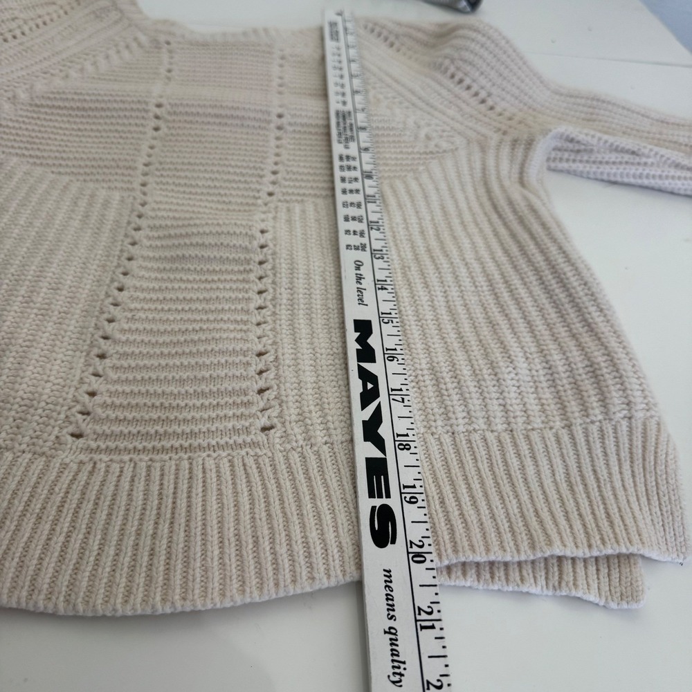 J.Crew Women's Sweater Cream Cotton Wool Knit Normcore Cottage Minimalist XS - Picture 10 of 11